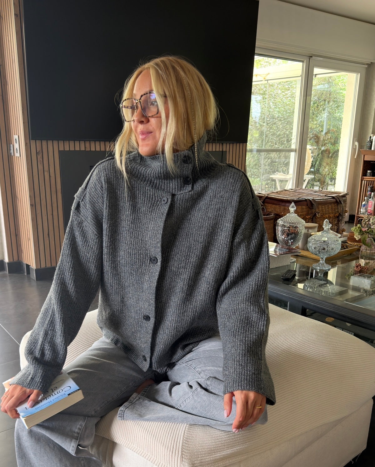 Nora High Neck Cardigan