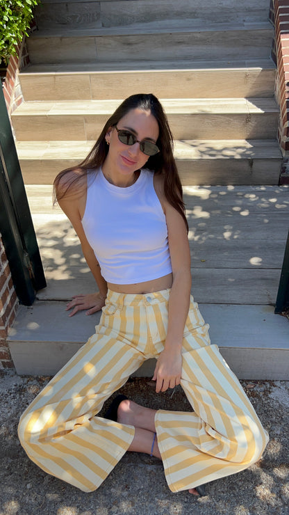 Restock- Pantalón Rayas Amarillo