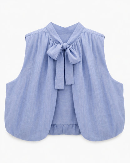 Blusa halter espalda descubierta azul
