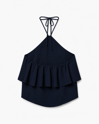 Top Halter Flor Azul