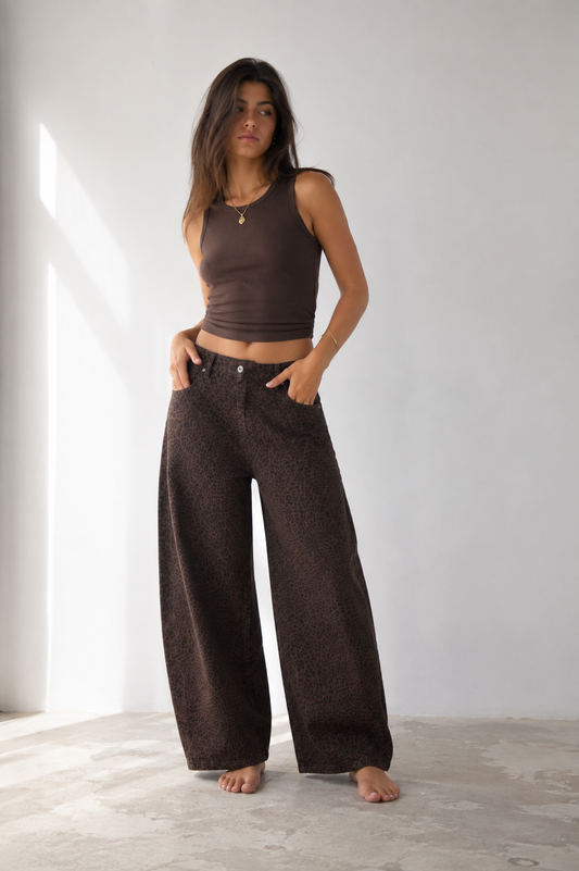 Jeans Barrel Marrón Animal Print